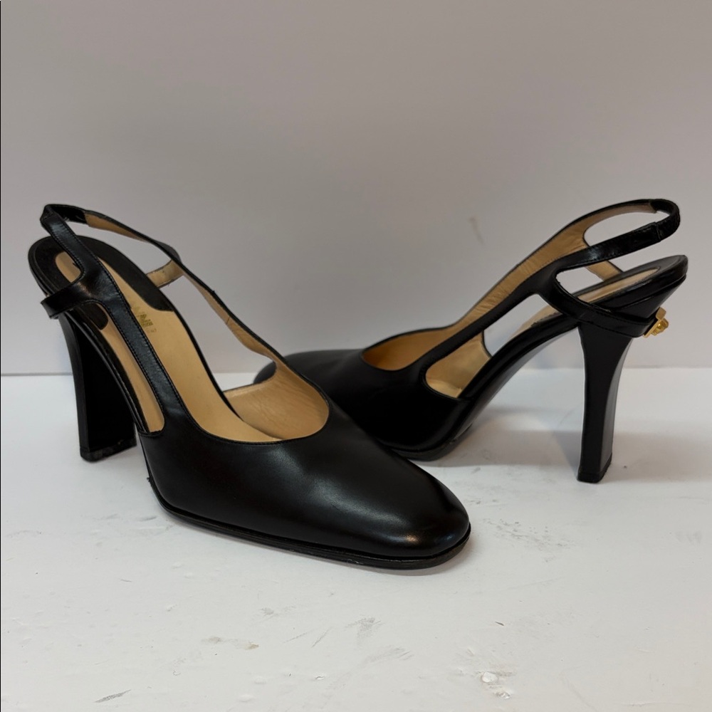 Vintage Versace Elegant Black Slingback Heels
